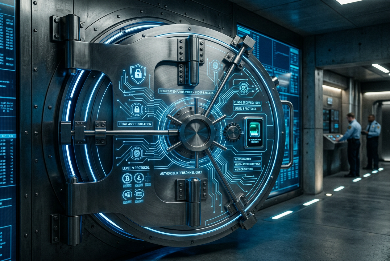 High-tech digital vault symbolizing segregated funds and financial security
